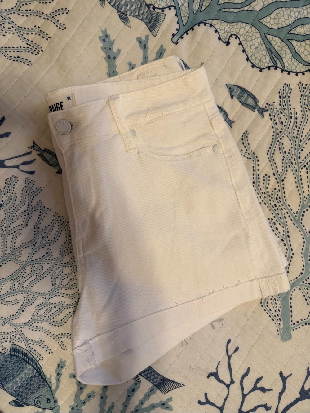PAIGE White Denim High-Rise Jean Shorts